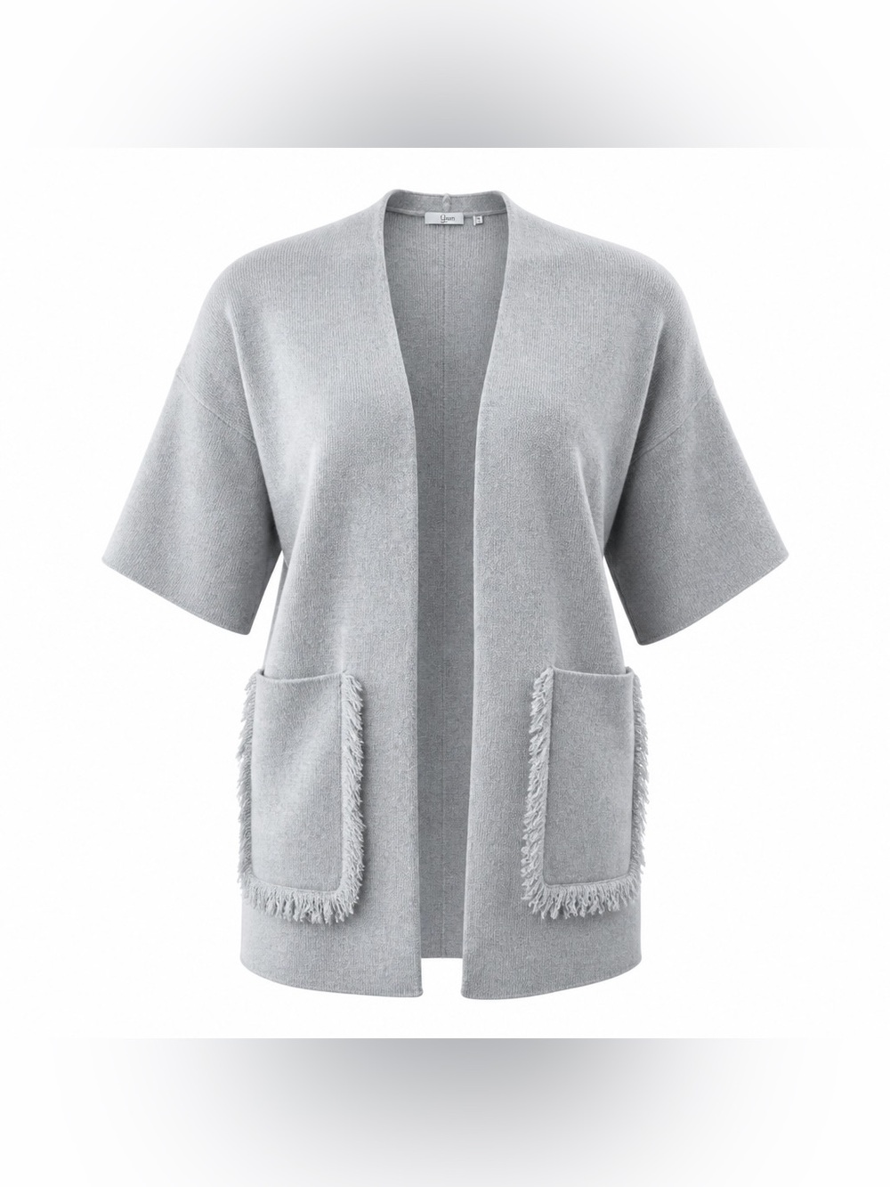 Yarn Knit Cardigan Knee Length Women’s OS Beige Metallic Detail 3/4 Sleeves